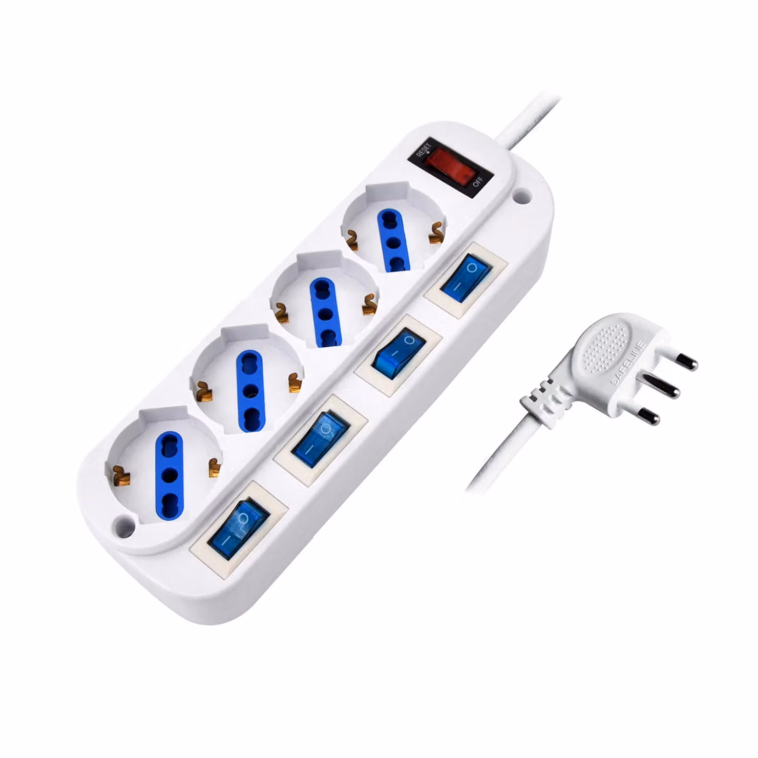 Multipresa PROPART a 4 prese 10/16A bipasso/schuko con interruttori indipendenti, colore bianco