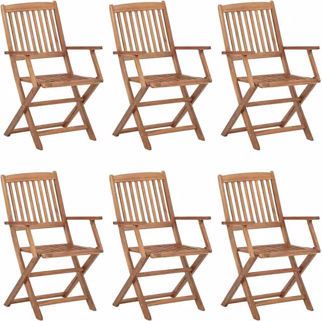Sedie Pieghevoli 6 pz con Cuscini Massello Acacia 3074953