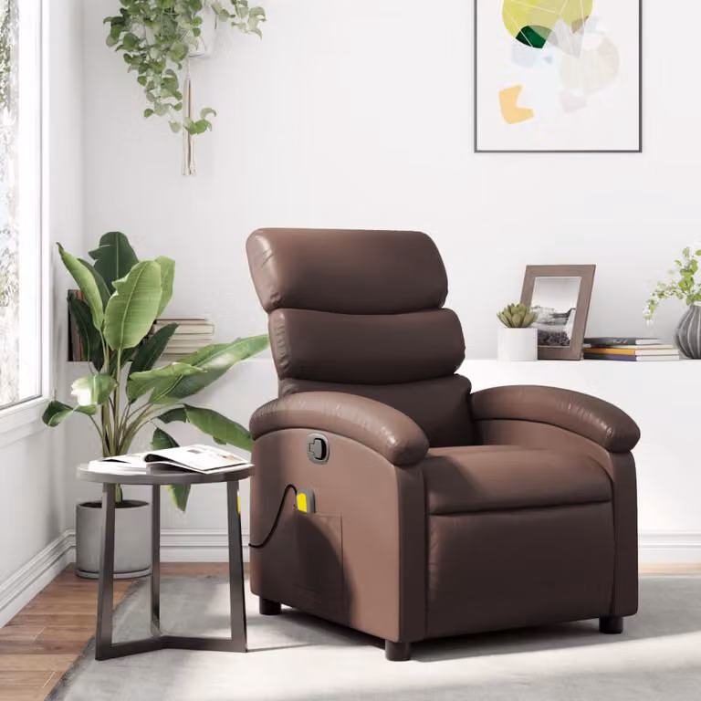 vidaXL Poltrona Relax Reclinabile in Similpelle Marrone con Braccioli