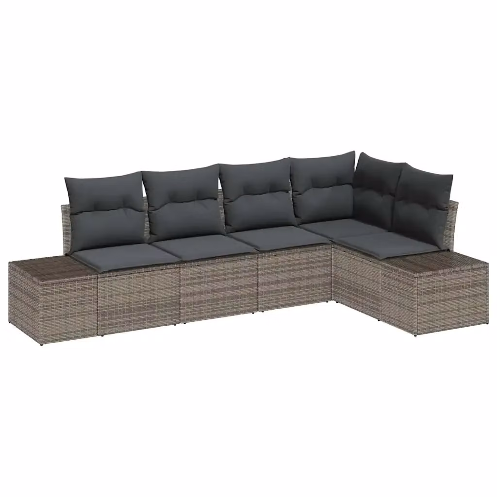 Set Divano da Giardino a L vidaXL in Polyrattan Grigio con Cuscini e Struttura in Metallo – 2