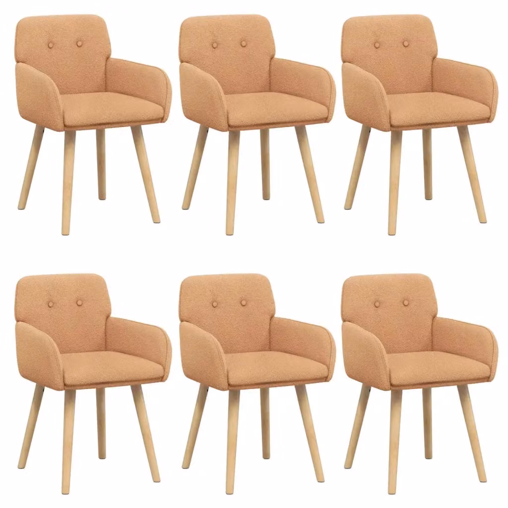 Set di 6 sedie da pranzo moderne vidaXL in tessuto bouclé beige con struttura in legno e metallo L: 59 cm, P: 56,5 cm, H: 85 cm – 2