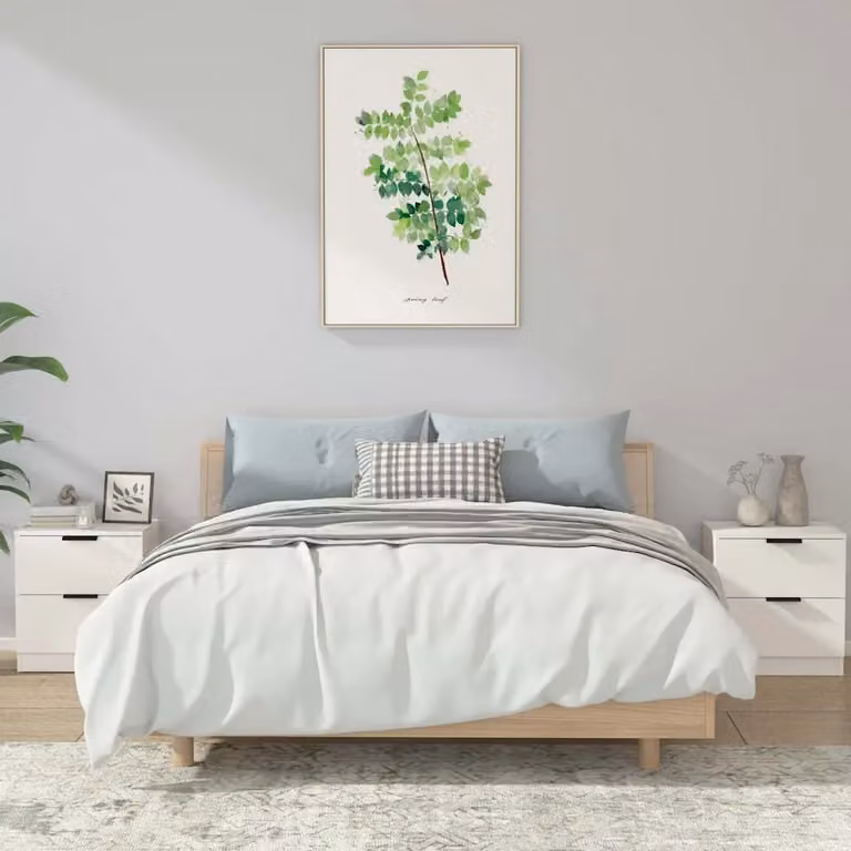 Set di 2 comodini bianchi vidaXL in legno multistrato per camera da letto con montaggio a parete