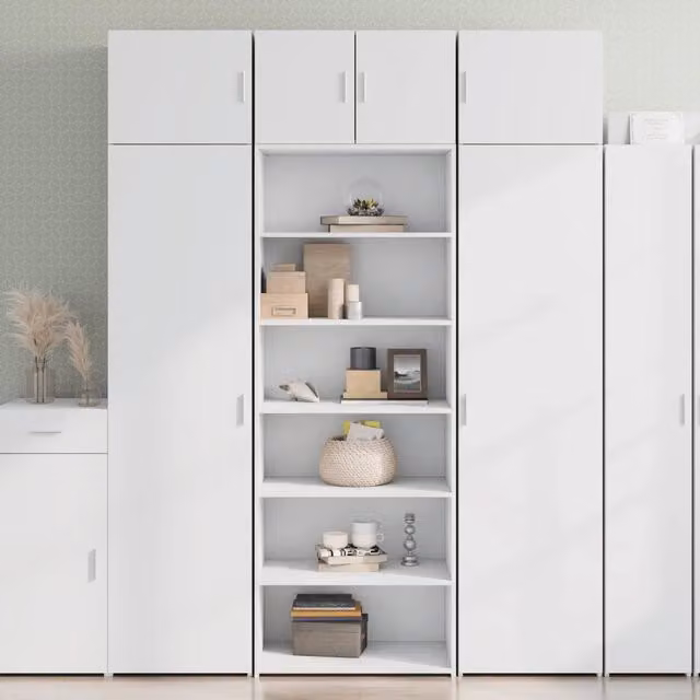Credenza-Buffet-Armadio da cucina Bianca 70x41x185 cm in Legno Multistrato
