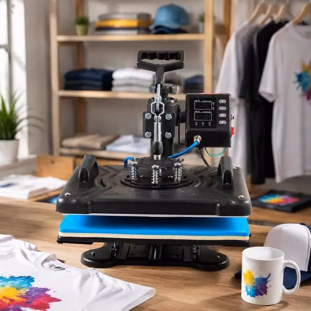 10-in-1 Heat Press 38 X 30 Cm Transfer Press Black Hot Press Textile Press Multifunctional Sublimation T-Shirt Press Cup Press