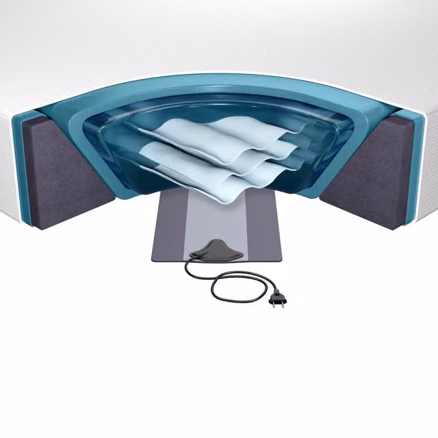 Set letto ad acqua BELIANI con materasso, 2 scaldaletto e coprimaterasso, bianco e blu, L/P: 140 x 200 cm – 1