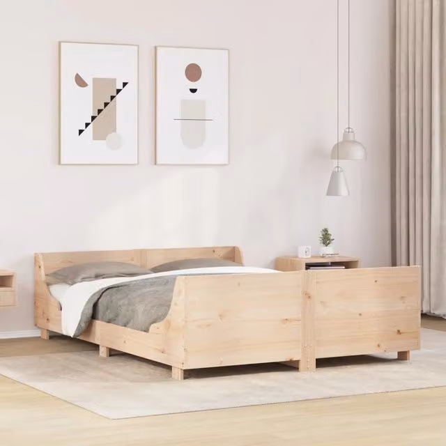 Letto senza Materasso-Struttura Letto 150x200 cm in Legno Massello di Pino 880302