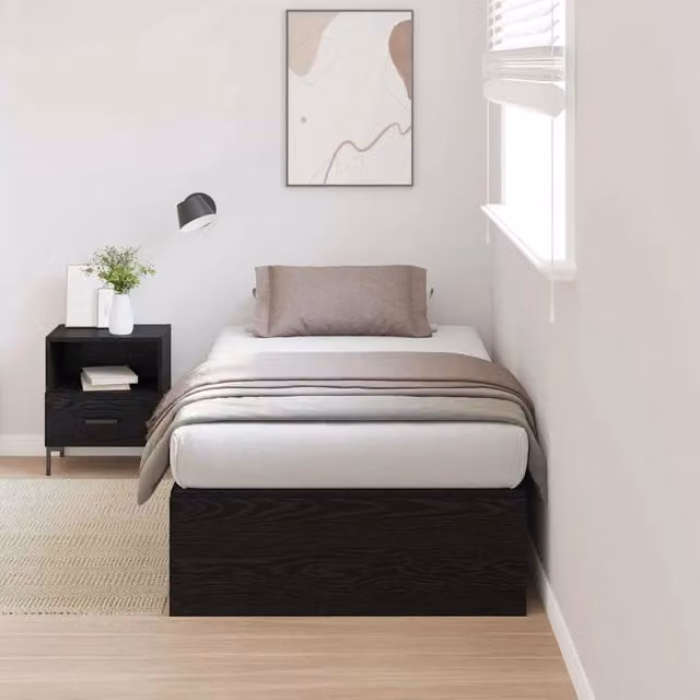 Struttura letto con contenitore Rovere Nero 70 x 190 cm 3335414