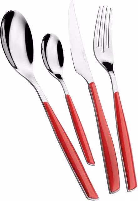 Set di posate Glamour Casa Bugatti 24 pezzi in acciaio inox rivestito rosso con custodia Window