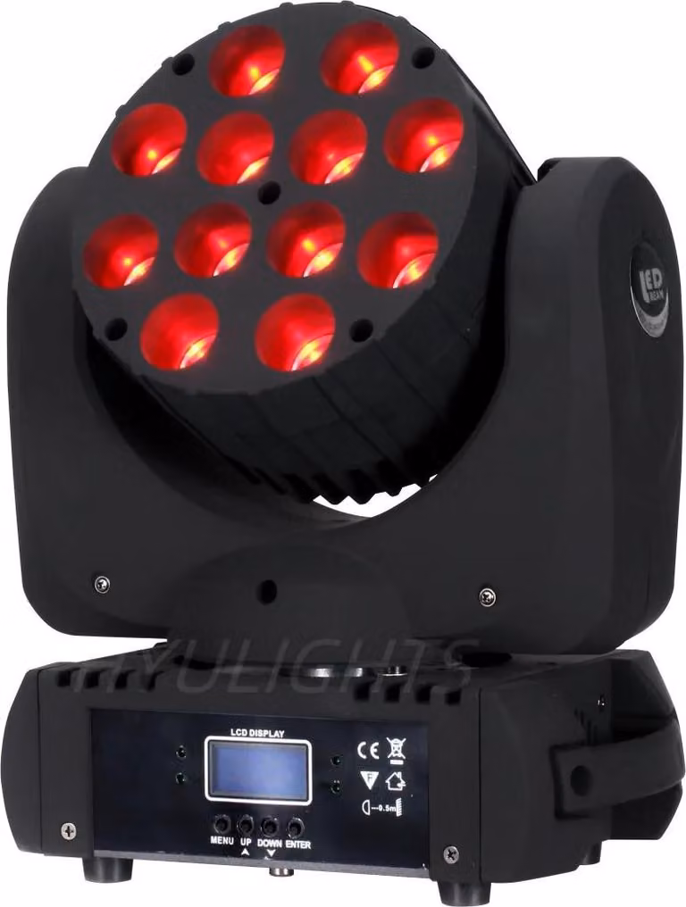 Luci a testa mobile, 12x RGBW LED, controllo DMX, 12x12W 1pc, spina UE