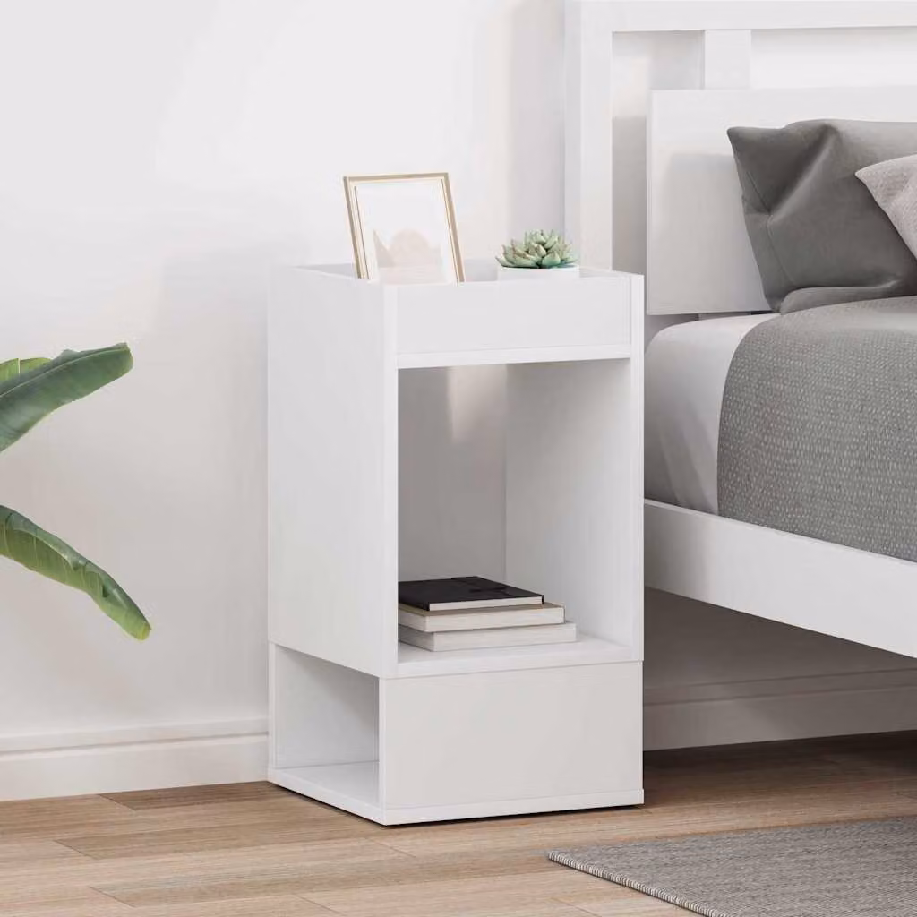 Set di 2 tavolini moderni vidaXL in legno ingegnerizzato bianco, L/P/H: 30 x 30 x 56 cm
