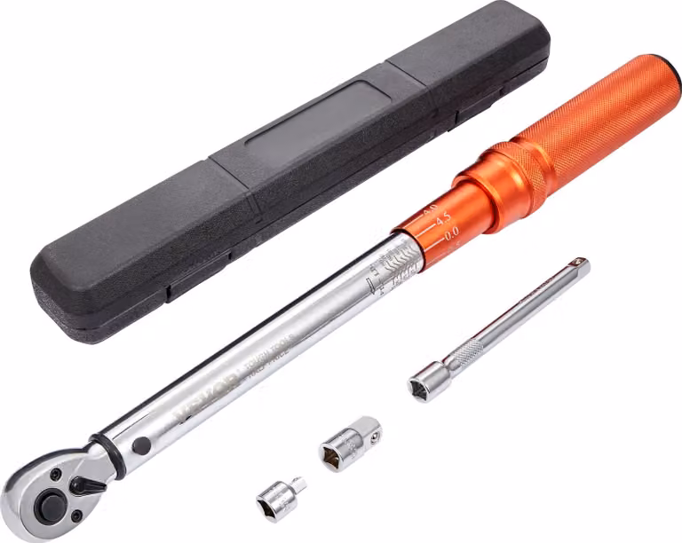 Chiave dinamometrica 3/8", set di chiavi dinamometriche per bicicletta e moto 14-110Nm, precisione di errore ± 3% con 2 aste di prolunga 152,4 mm, adattatore 3/8-1/2" e 3/8- 1/4", 72 denti regolabili