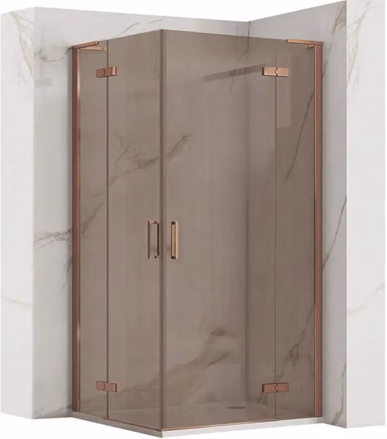 Cabina Doccia Angolare Rea Hugo Double con Rivestimento Easy Clean, Colore Bronze, L/P: 80 x 80 cm