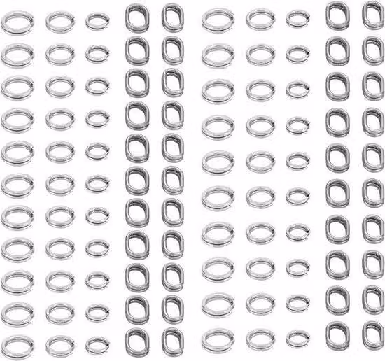 200 anelli a doppio scatto in acciaio inossidabile, set di utensili resistenti con chiusura rapida.