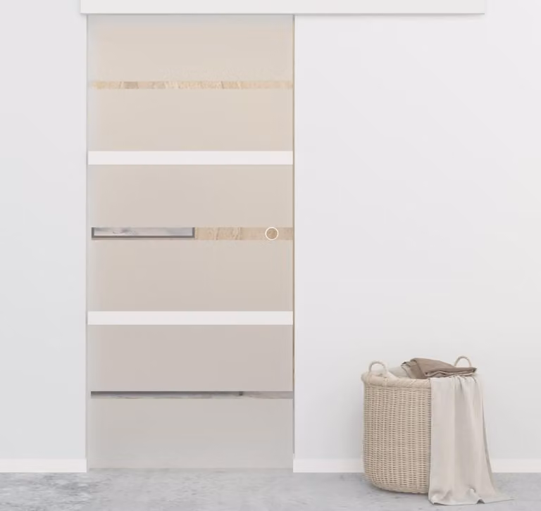 The Living Store Porta scorrevole ESG in vetro e alluminio 90x205 cm Argento