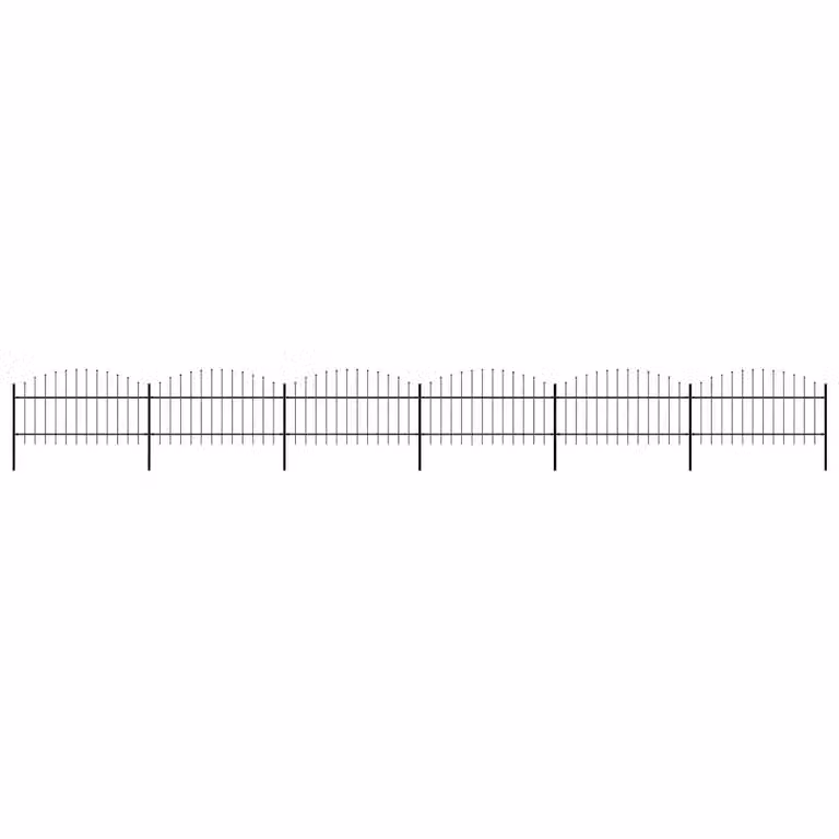 Recinzione da giardino vidaXL con punta a lancia in acciaio nero, L: 1055 cm, H: 125 cm