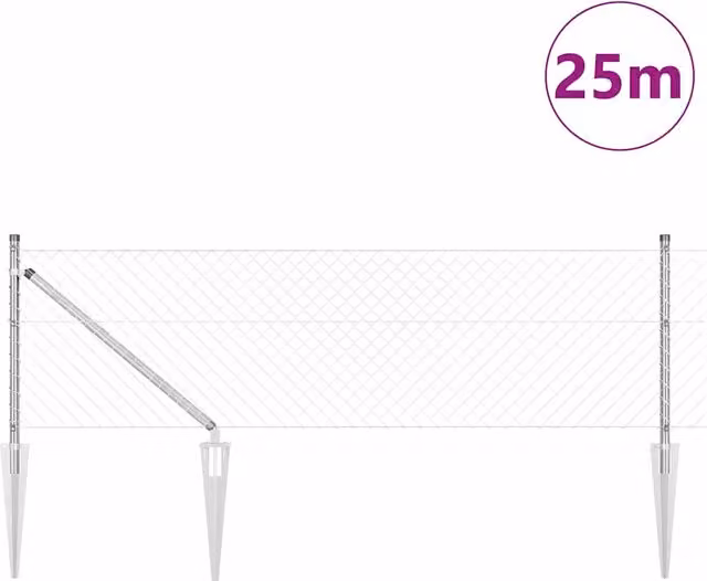 Pannello per recinzione in acciaio DESIGN IN Argento 25 x 0,6 m con maglie 40 x 40 mm