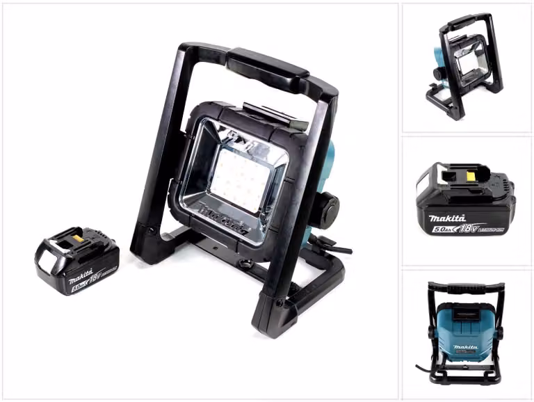 Makita DEADML / DML 805 Faro da cantiere a LED 14,4 - 18 Volt / 230 Volt + 1x BL 1850 B 18V - 5 Ah Batteria agli ioni di litio