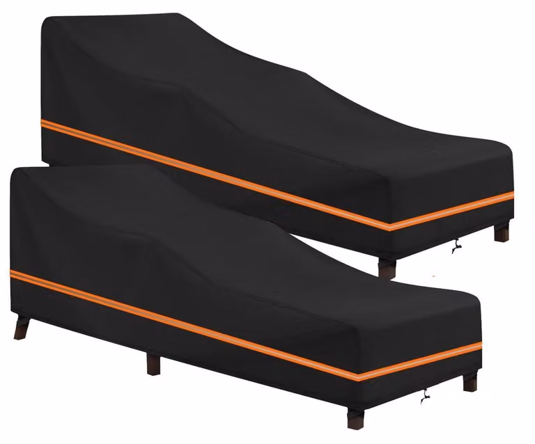 Copertura per sedia da giardino, confezione da 2, dimensioni 200x75x40/70 cm, impermeabile, resistente al vento, resistente ai raggi UV, tessuto Oxford 600D, colore nero