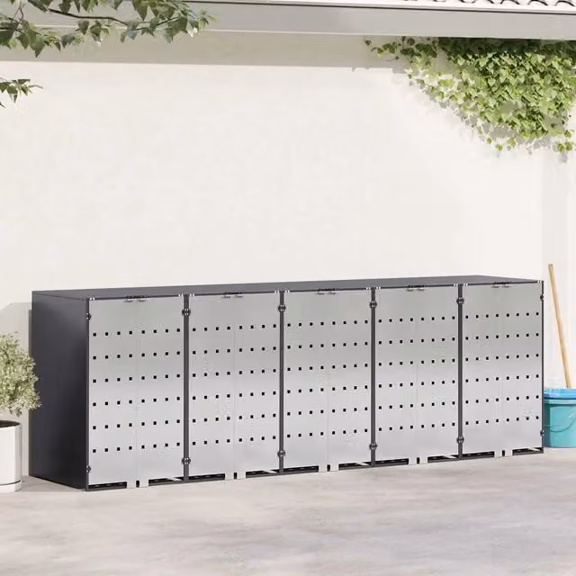 Contenitore per Rifiuti per 3 Bidoni Acciaio Inox Antracite 3394781