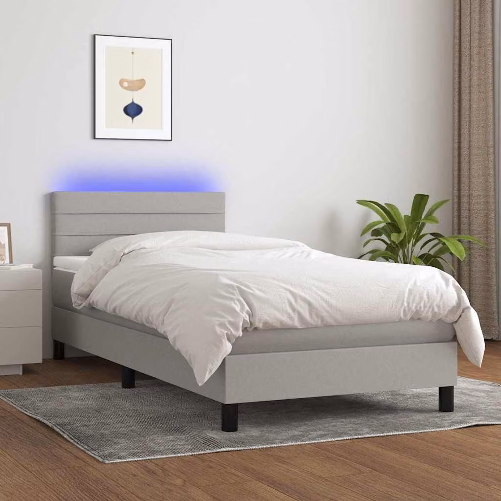 Letto Ibrido con Materasso e Illuminazione LED vidaXL, Grigio Chiaro e Bianco, L/P/H: 100 x 200 x 203 cm – 1