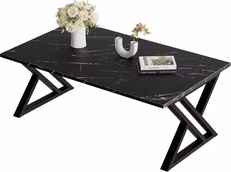 Tavolino Huhote rettangolare con struttura in metallo nero 100 x 40 x 45