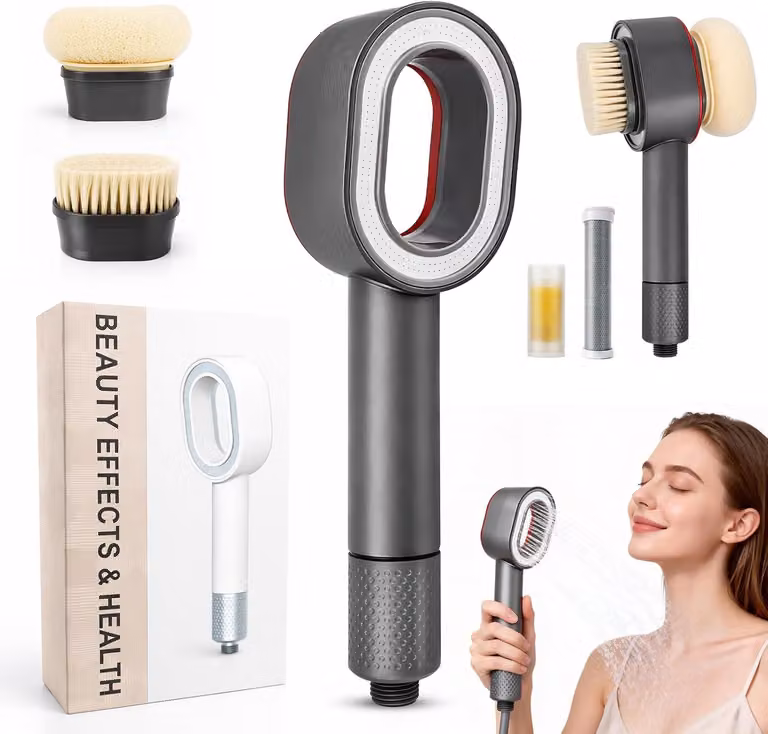 Doccia multifunzione 3-in-1, con filtro, 2 spazzole per la pulizia, alta pressione, per il bagno