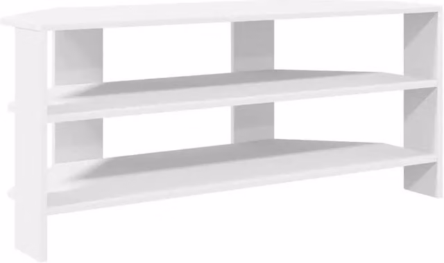 Mobile angolare moderno per TV HELLOSHOP26 in legno composito bianco con vano contenitore L: 102 cm, P: 40,5 cm, H: 45 cm