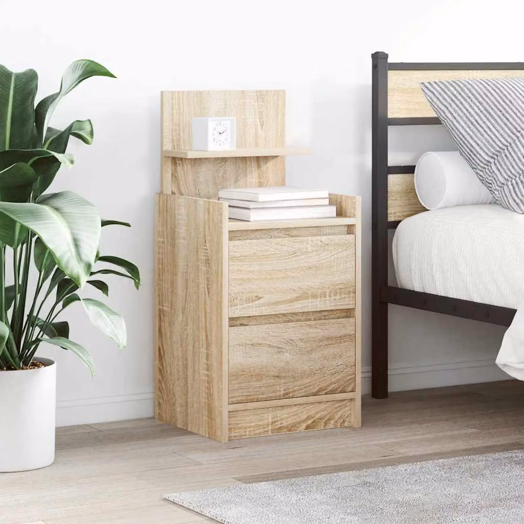 Set di 2 comodini vidaXL con 2 cassetti in stile moderno, colore Rovere Sonoma, L 38 cm x P 34 cm x H 80 cm