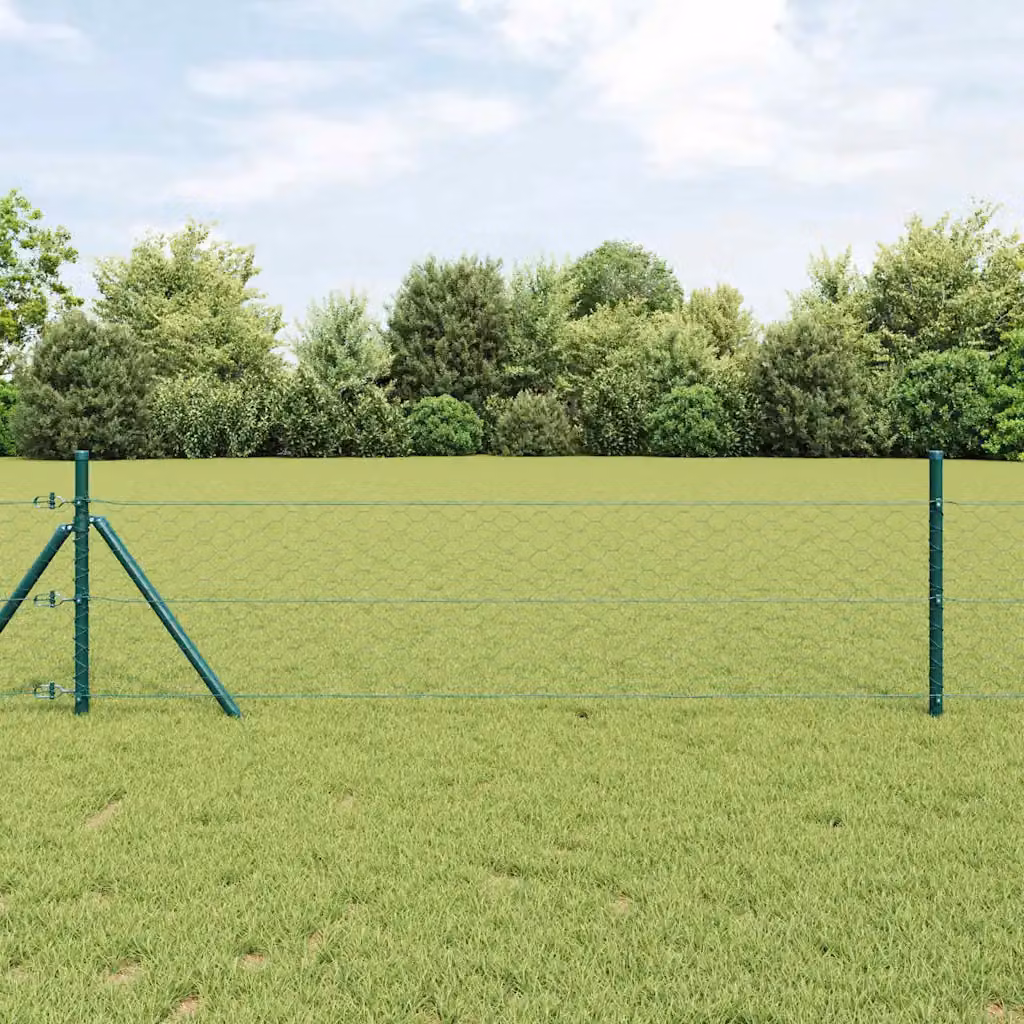vidaXL Recinzione esagonale in acciaio rivestita in PVC Verde L: 100 cm, H: 50 cm, P: 50 cm