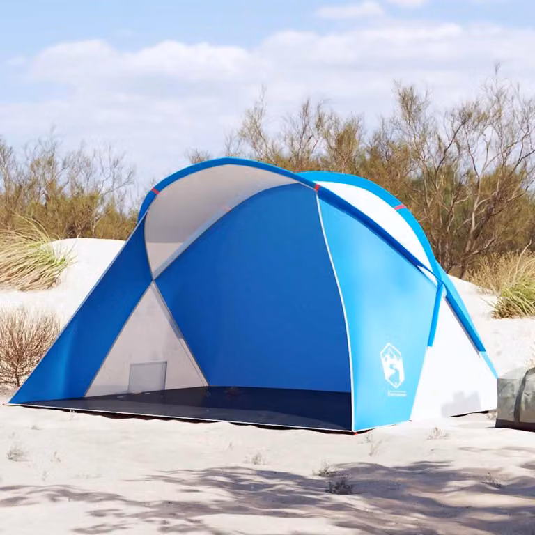vidaXL Tenda da Spiaggia Pop-Up per 2 Persone, Impermeabile, Azzurra, L/P/H: 225 x 190 x 115 cm