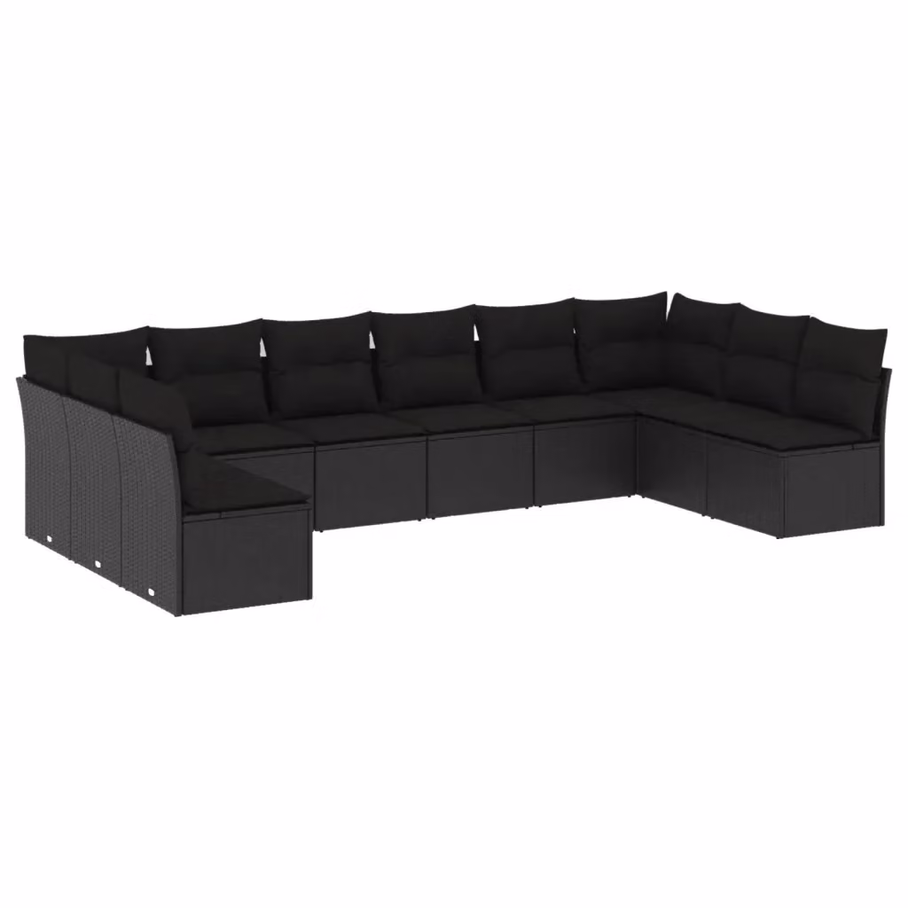 vidaXL Set Divano da Giardino a L Nero con Cuscini e Struttura in Metallo e Polyrattan – 2