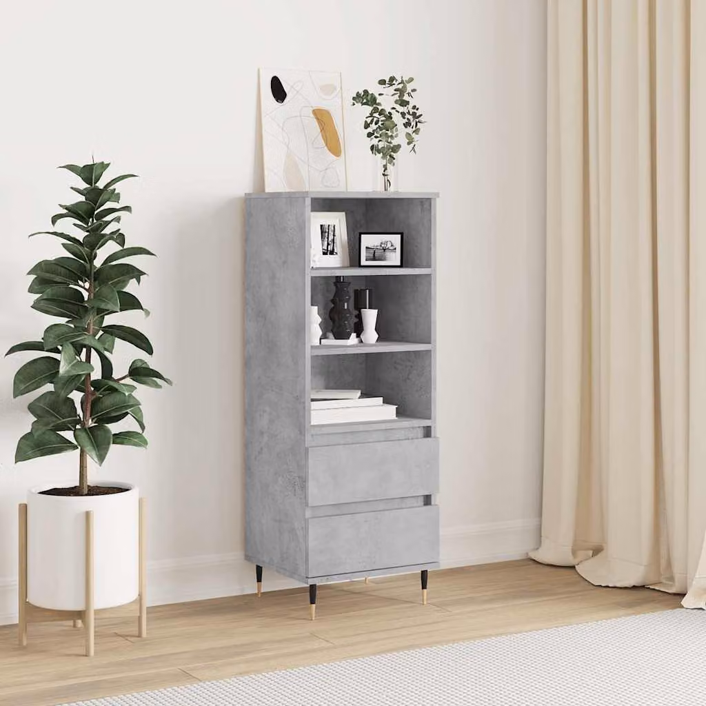 Credenza in stile industriale vidaXL in legno multistrato e metallo, Grigio, L 40 cm x P 36 cm x H 110 cm
