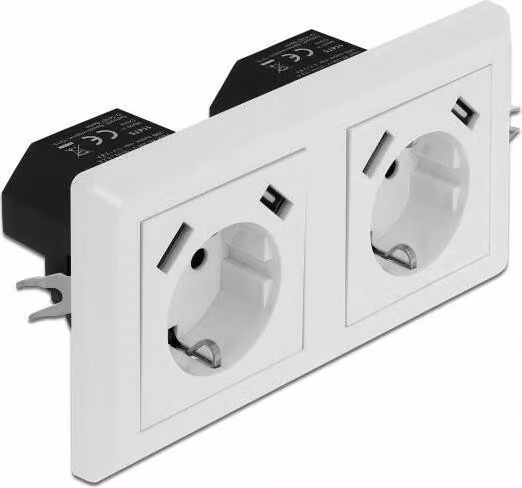 Prese multiple Delock - 2P+E - Tipo F, con 2 porte USB
