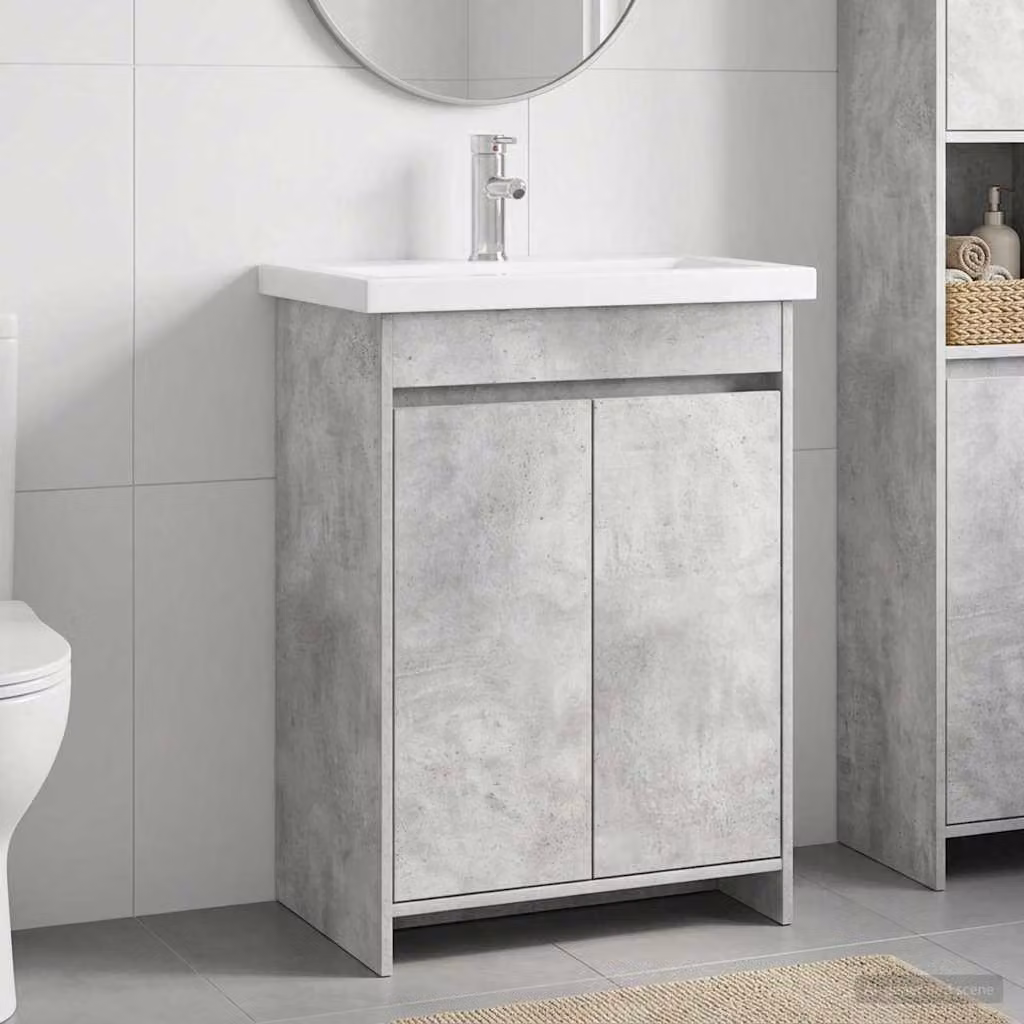 Mobile lavabo moderno vidaXL in legno grigio opaco L/P/H: 61 x 40 x 84,5 cm