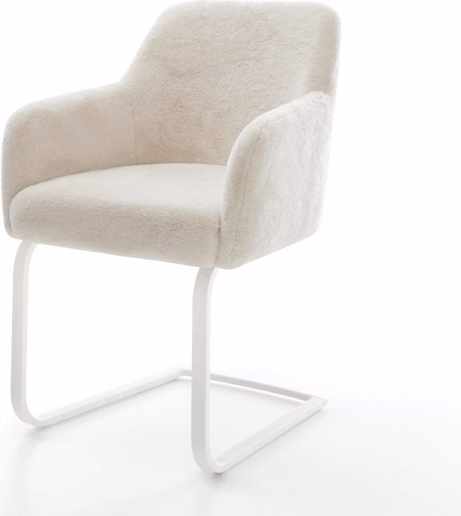 DELIFE Sedia a sbalzo Greg-Flex Plüsch Crema-Bianco Sedia a sbalzo piatta Bianco Molle insacchettate