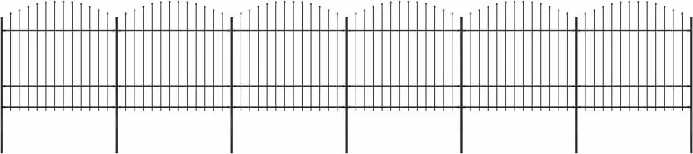 Recinzione da Giardino con Punta a Lancia in Acciaio 1070x175 cm Nero