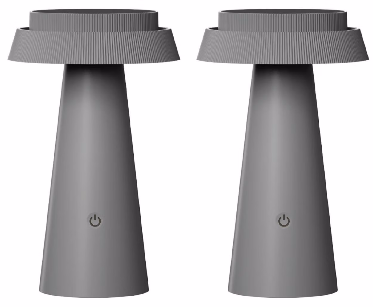 Luxus Europe - Lampada da tavolo solare Mambo - Set da 2 pezzi, grigia - Lampada da tavolo solare LED per esterni, senza fili, alimentata a energia solare e ricaricabile tramite USB-C