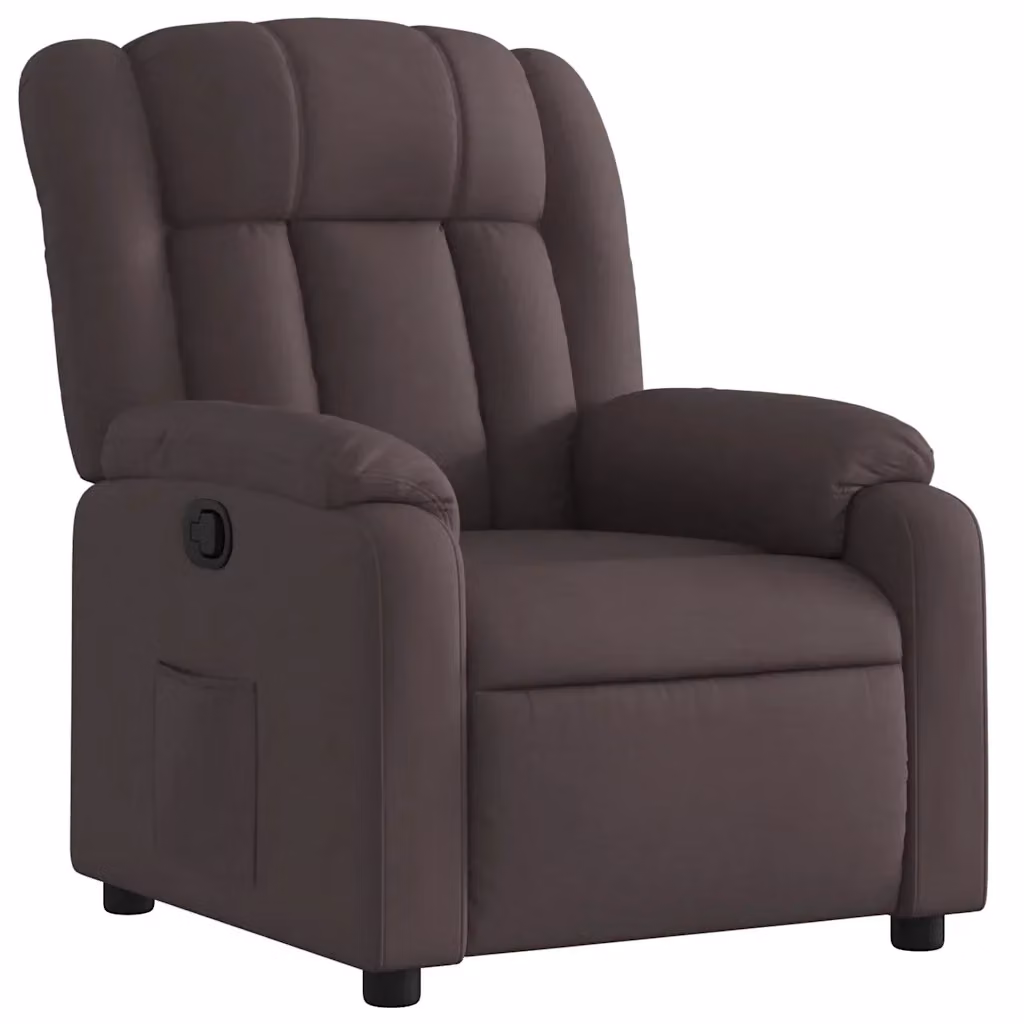 Poltrona Reclinabile Relax vidaXL in Tessuto Marrone con Braccioli e Leva Manuale – 2