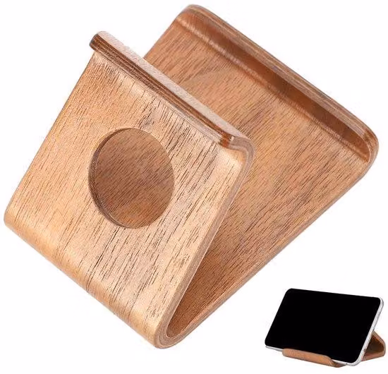 Supporto per telefono in legno - Supporto mobile per tablet e smartphone - Base da tavolo - Materiale sostenibile - Design elegante - Porta telefono in legno per scrivania
