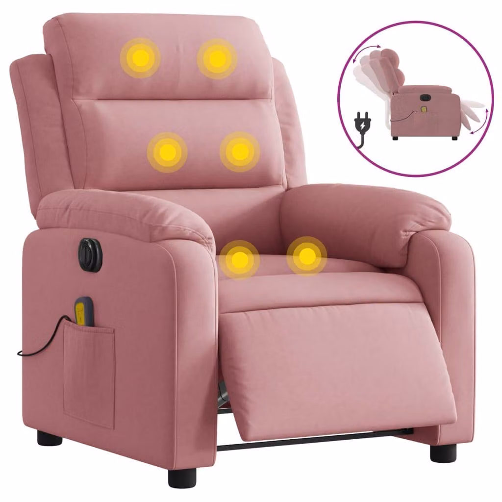 Sedia da massaggio elettrica in velluto rosa