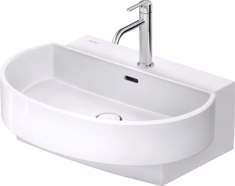 Duravit Balcoon lavabo, plage de robinetterie, 1 trou de robinetterie, avec trop-plein, avec robinetterie Push-Open, largeur 650mm, 241165AA00, 241165AA00