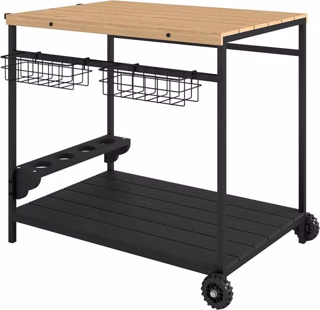 Carrello da portata giardino cucina 97,5 x 65 x 81 cm mobilità agevole spazio ottimizzato rustico in legno naturale 21_0005246