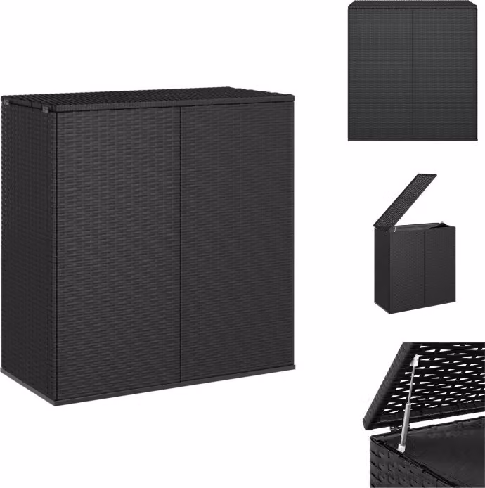 vidaXL Scatola per cuscini da giardino PE rattan 100x49x103,5 cm nero - Scatole da giardino