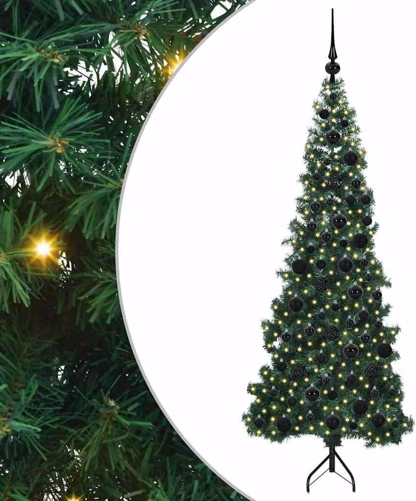 Albero di Natale Artificiale Angolare con 300 LED Verde 180 cm