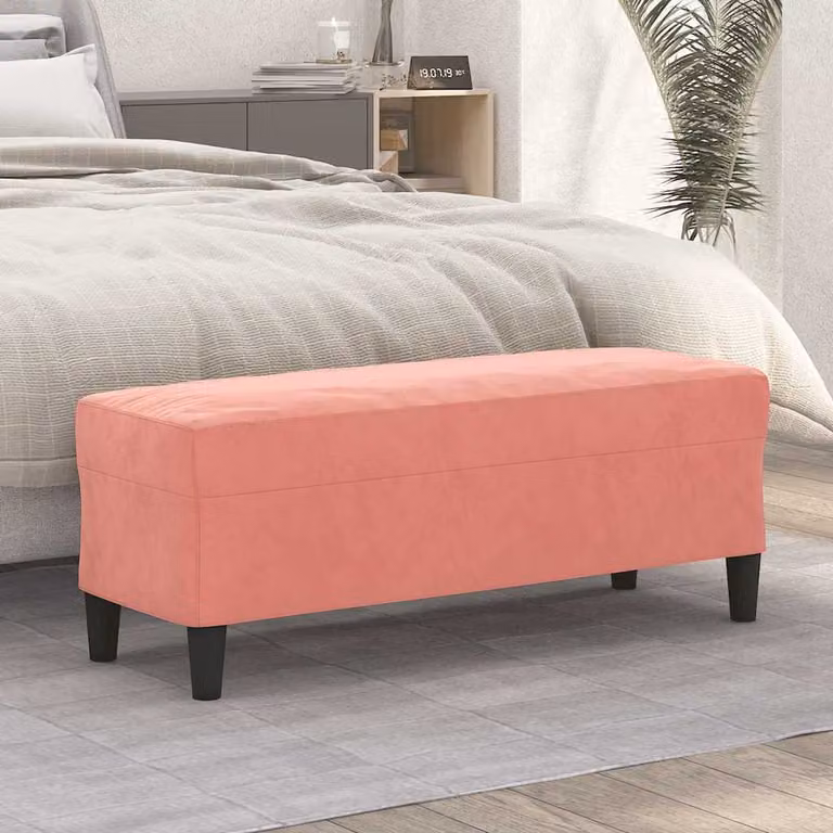 Panca vidaXL in velluto rosa per soggiorno e camera da letto L 100 x P 35 x H 41 cm