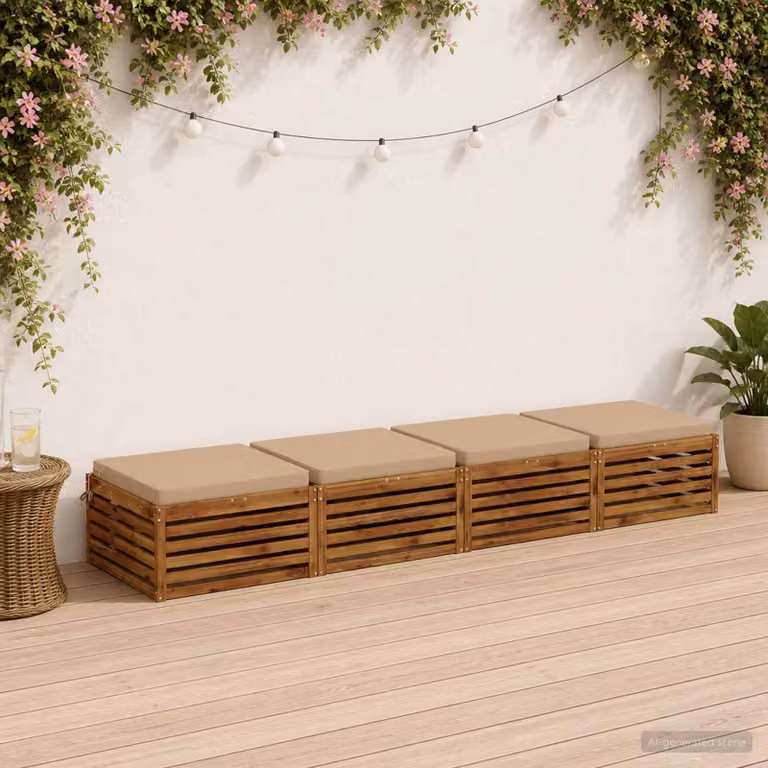 Set di 4 cuscini per sedia vidaXL SOEST in poliestere, colore sabbia, con rivestimento lavabile e resistente ai raggi UV