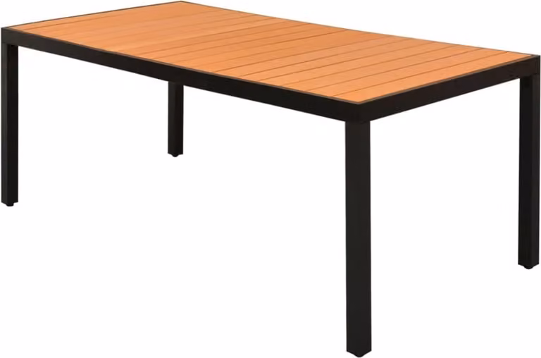 The Living Store Tavolo da pranzo da giardino in WPC alluminio 185 x 90 x 74 cm Marrone