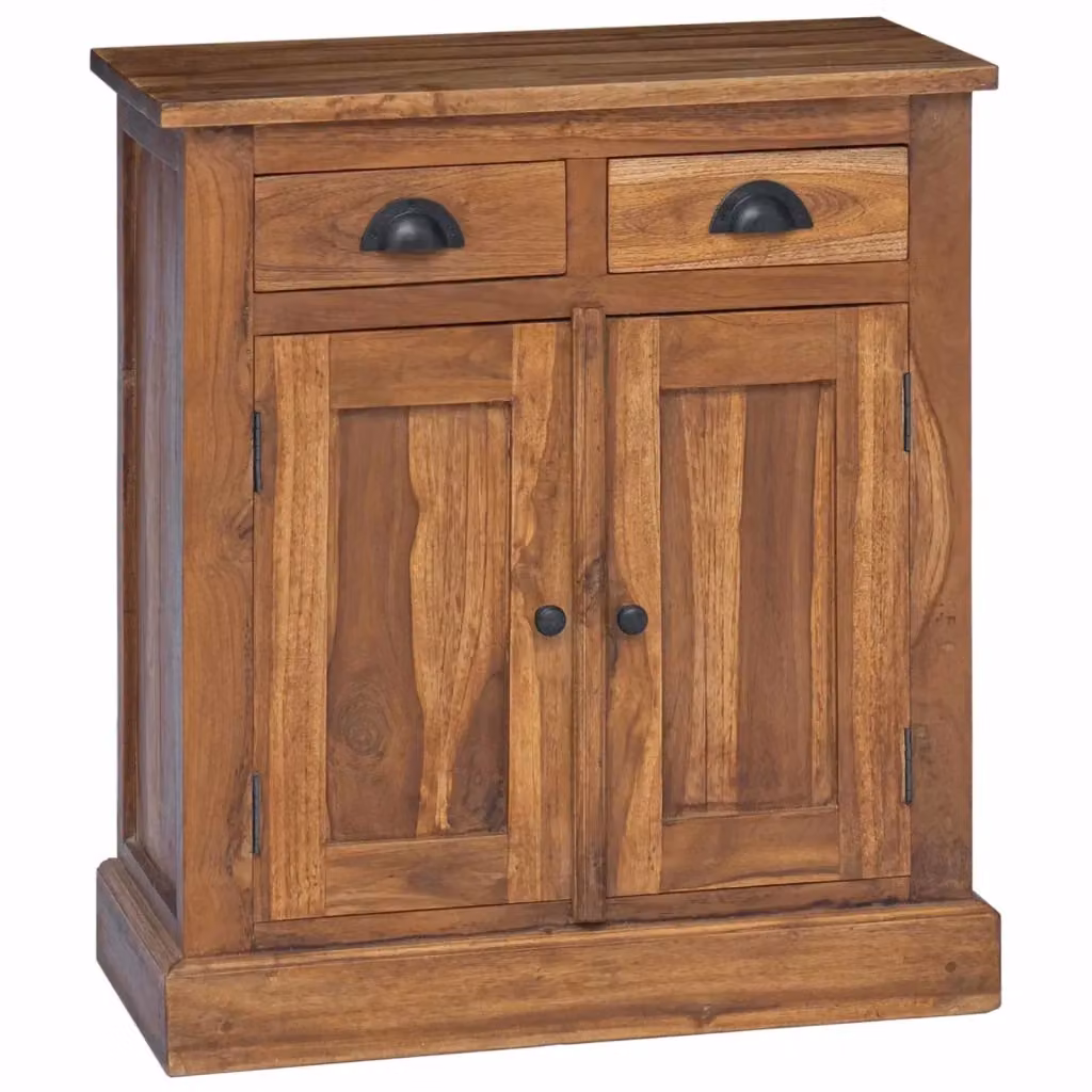 Armadio con ante e cassetti vidaXL in legno di teak massiccio marrone vintage L/P/H: 65 x 30 x 75 cm – 2