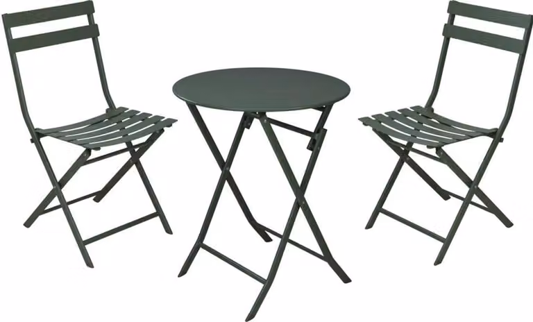 Set di mobili da giardino: tavolo + 2 sedie, verde