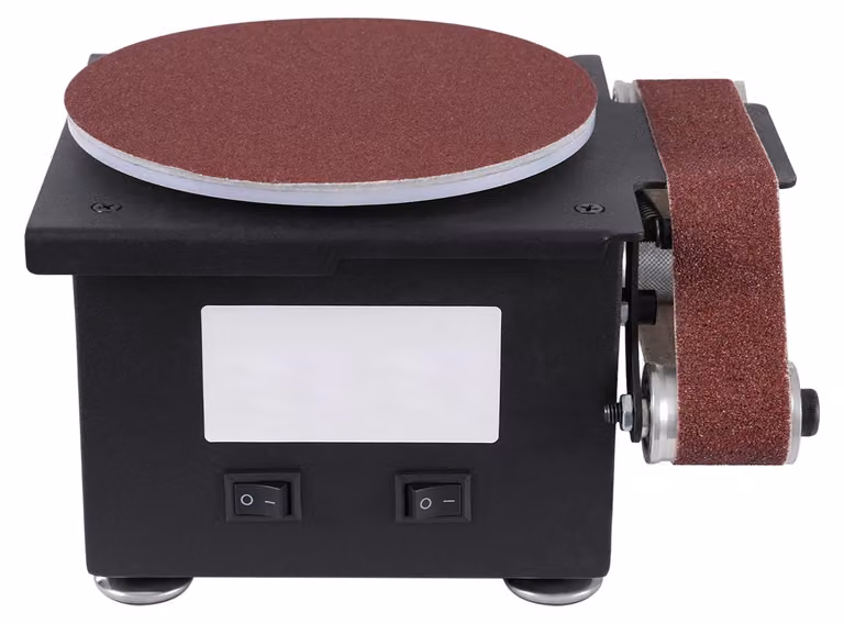 Mini levigatrice a nastro, velocità regolabile, struttura resistente, dimensioni compatte, nero